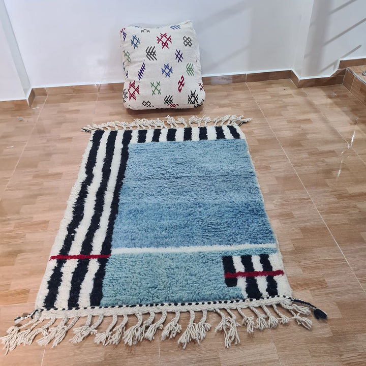 UNIQUE small berber rug, Handmade Rug , 3x5ft Moroccan Rug, 3x5ft Rug, Beniourain Wool Rug, Geometric Rug, Handwoven Rug, Area Rug