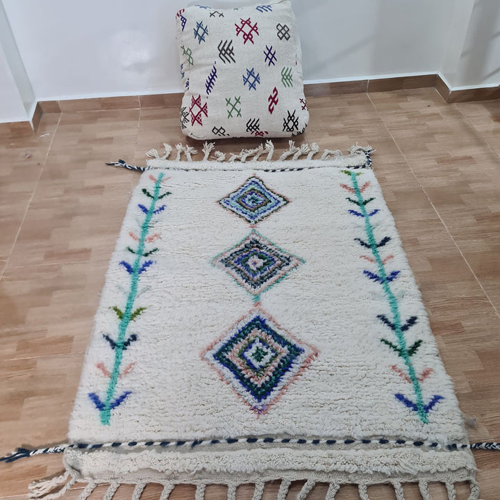 UNIQUE small berber rug, Handmade Rug , 3x5ft Moroccan Rug, 3x5ft Rug, Beniourain Wool Rug, Geometric Rug, Handwoven Rug, Area Rug