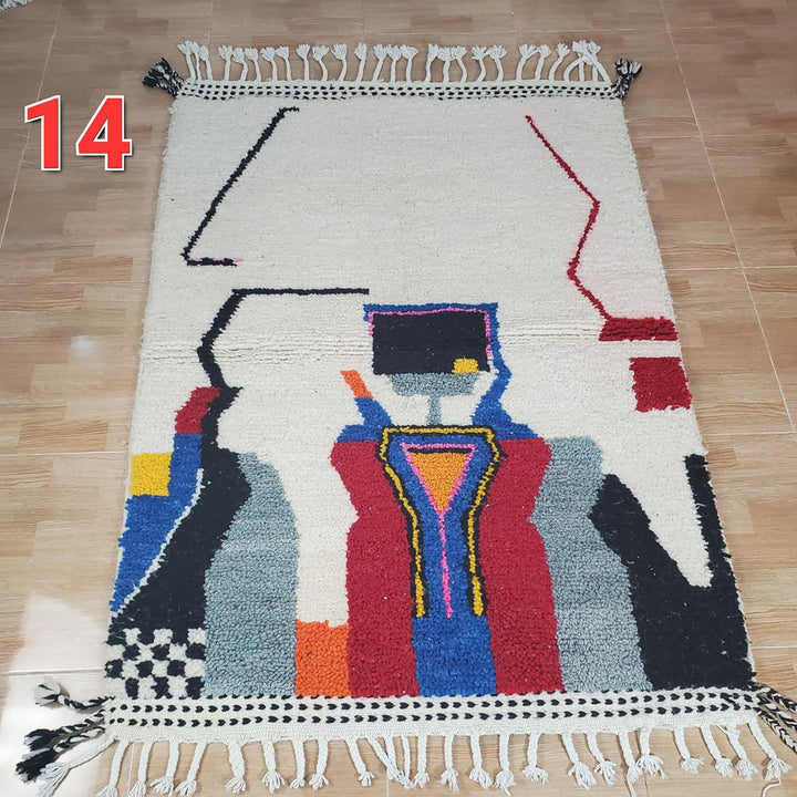 UNIQUE small berber rug, Handmade Rug , 3x5ft Moroccan Rug, 3x5ft Rug, Beniourain Wool Rug, Geometric Rug, Handwoven Rug, Area Rug