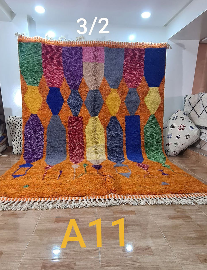 Transform Your Space with the Intricate Design of this Handmade Moroccan Rug 6.5x10ft