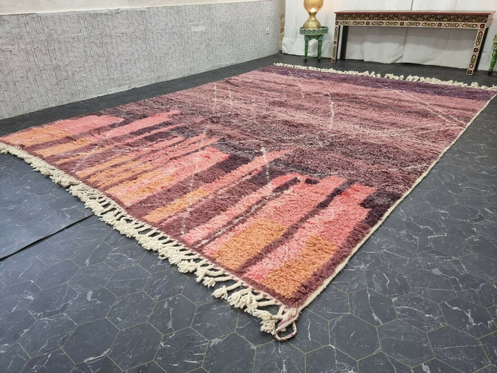 AMAZING BENIOURAIN RUG, Handmade Wool Rug, Moroccan Rug, Geometric Merlot Red Rug, Sheep Wool Rug, Handwoven Rug,Azilal Rug , Berber Carpet