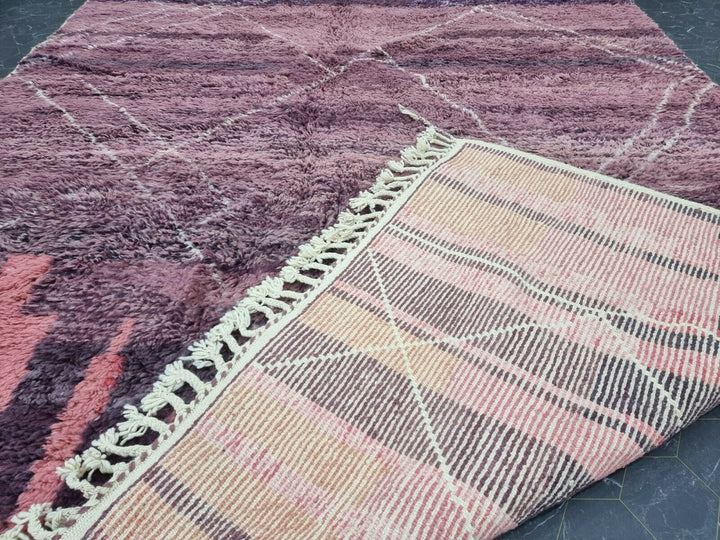 AMAZING BENIOURAIN RUG, Handmade Wool Rug, Moroccan Rug, Geometric Merlot Red Rug, Sheep Wool Rug, Handwoven Rug,Azilal Rug , Berber Carpet