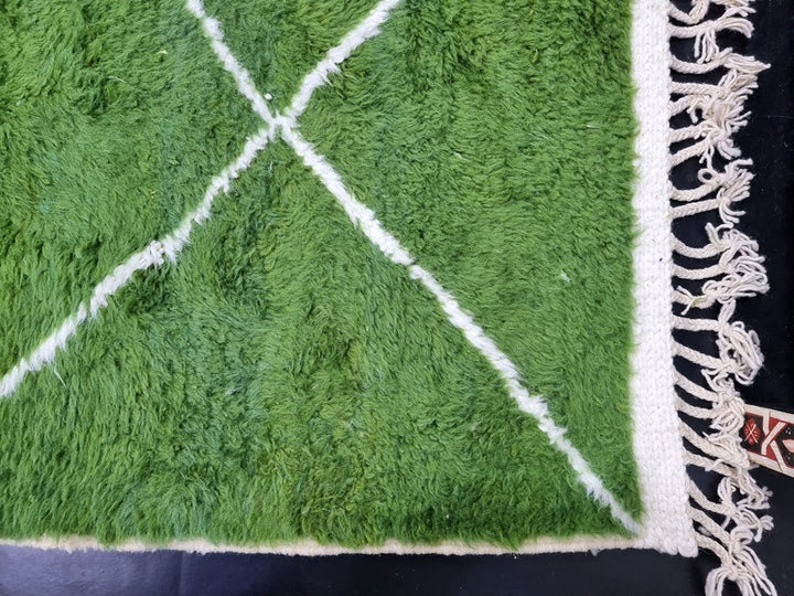 AMAZING BENIOURAIN RUG, Handmade Wool Rug, Moroccan Rug, Geometric Olive Green And White Rug, Sheep Wool Rug, Handwoven Rug,Azilal Carpet .