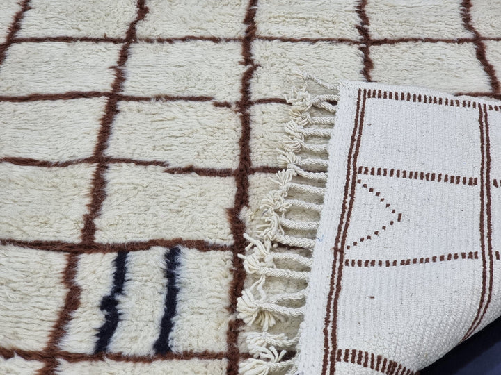 AMAZING MOROCCAN RUG, Beniourain Wool Rug, Brown And White Rug, Checkered Rug, Handmade Rug, Azilal Rug, Handwoven Rug, Berber Rug, Area Rug