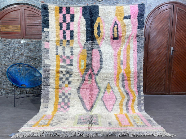 Antique Moroccan te   Amazing Moroccan Rug, Handmade Boujaad Rug, Azilal rug, Abstract Rug