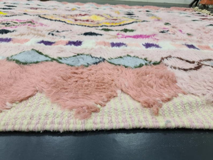 ARTISTIC BENIOURAIN CARPET, Moroccan Handmade Rug, Pale Pink Rug, Geometric Rug, Handmade Wool Carpet, Azilal Berber Rug, Handwoven Carpet