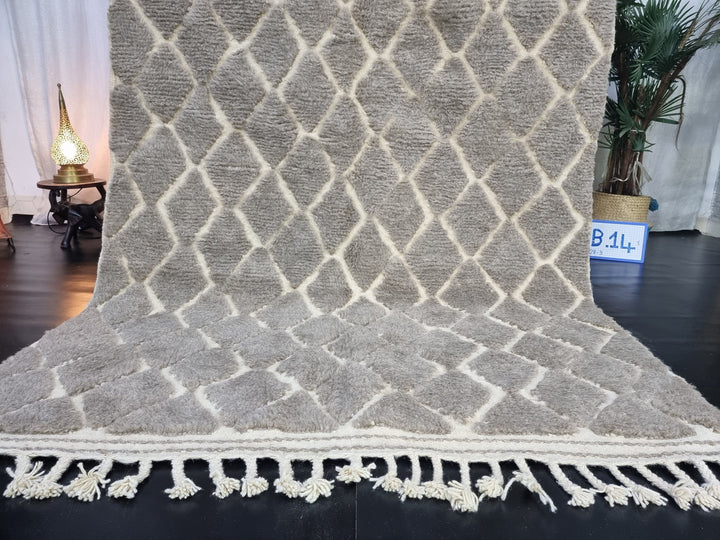 ARTISTIC MOROCCAN RUG, Brown And White Rug, Beni Ourain Rug, Berber Wool Rug, Handwoven Geometric Rug, Azilal Carpet,Beniourain Wool Rug.