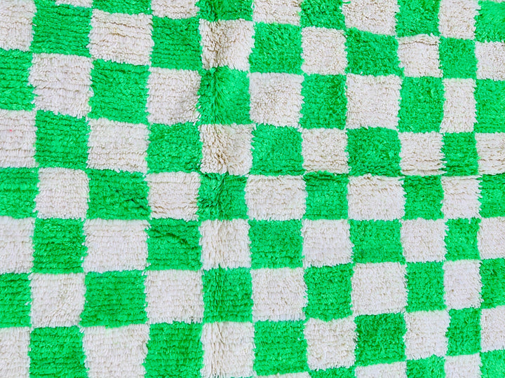 Authentic Green Checkered moroccan rug 