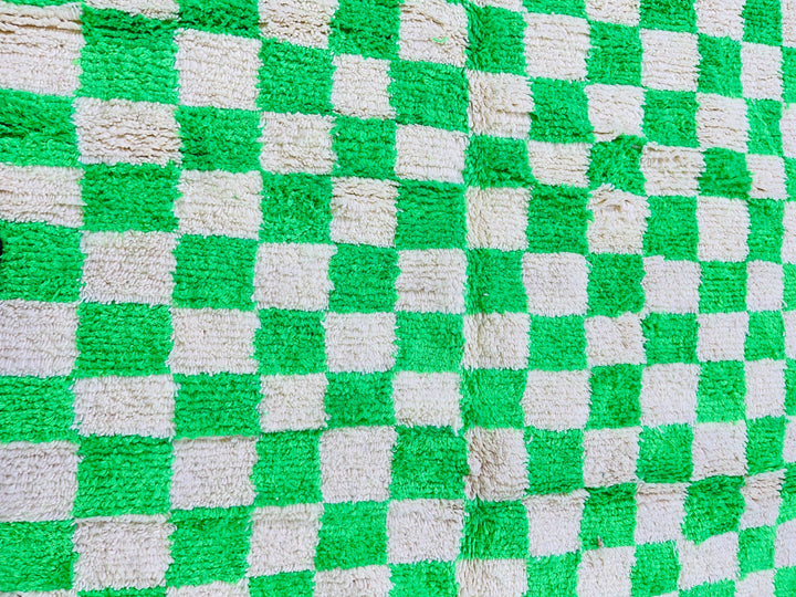 Authentic Green Checkered moroccan rug 