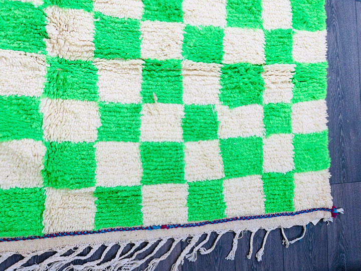 Authentic Green Checkered moroccan rug 