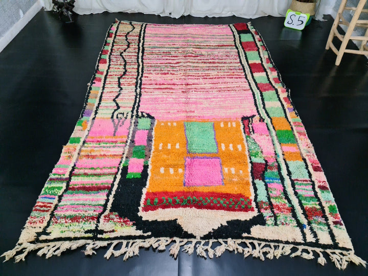 Authentic Moroccan rug , Moroccan Boujad Rug, Azilal rug, Bohemian Rug, HandmadeRug, Pink Rug, Berber carpet, Berber Rug, Tapis Marocain