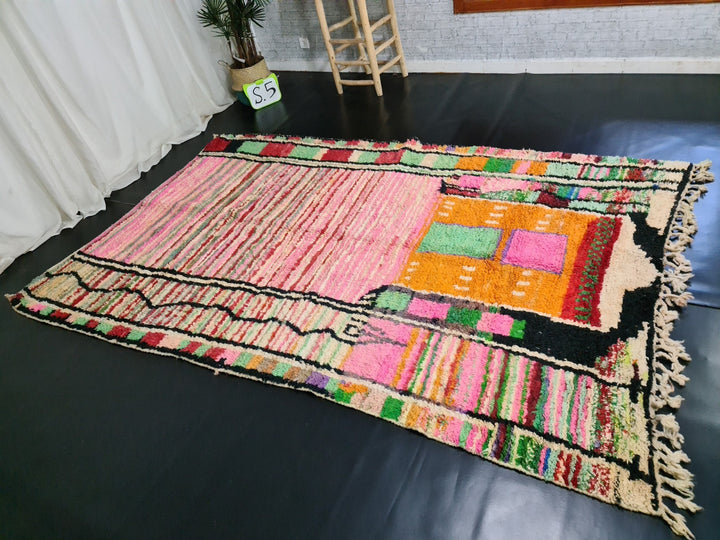 Authentic Moroccan rug , Moroccan Boujad Rug, Azilal rug, Bohemian Rug, HandmadeRug, Pink Rug, Berber carpet, Berber Rug, Tapis Marocain