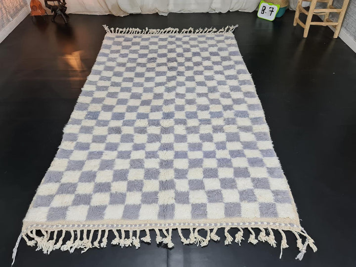 BERBER MOROCCAN RUG, BeniOuarain Rug, Azilal Checkered Rug, Pale Lilac Rug, Handmade Moroccan Rug, Checkereboard Rug, Area Rug, Bohemian Rug