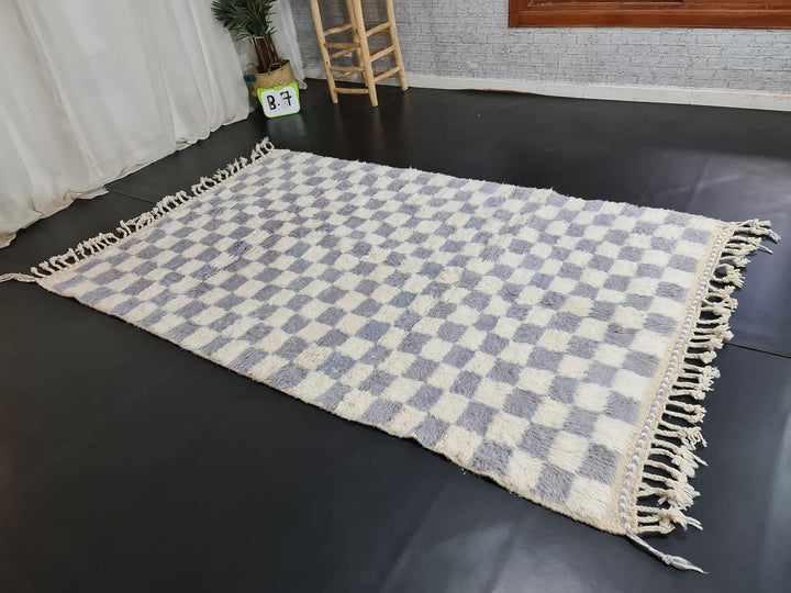 BERBER MOROCCAN RUG, BeniOuarain Rug, Azilal Checkered Rug, Pale Lilac Rug, Handmade Moroccan Rug, Checkereboard Rug, Area Rug, Bohemian Rug