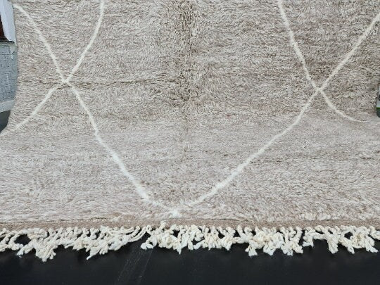 BERBER MOROCCAN RUG, Handmade Beni Ourain Rug, Custom BeniOurain Rug, Azilal White and Brown Rug, Handmade Wool Rug, Moroccan Berber Rug.