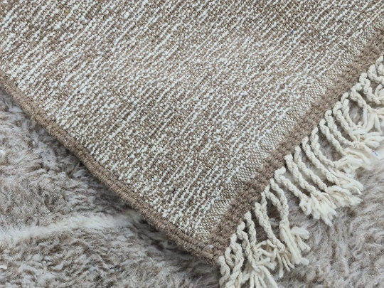 BERBER MOROCCAN RUG, Handmade Beni Ourain Rug, Custom BeniOurain Rug, Azilal White and Brown Rug, Handmade Wool Rug, Moroccan Berber Rug.