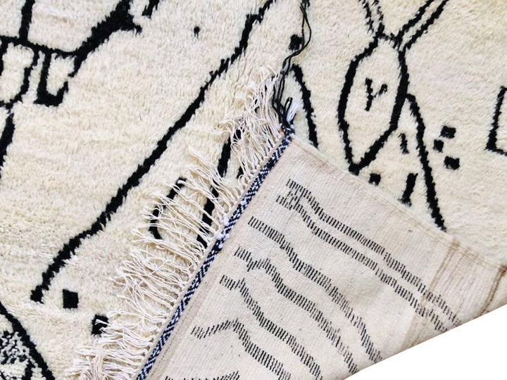 Black rug Woven rug  Beni ourain rug Berber rug  Moroccan rug  Area rug Berber carpet White wool rug Handknotted rugBoho teppich