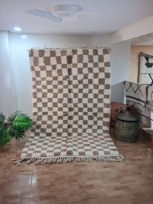 Checkered, Handmade Rug , 5x8ft Moroccan Rug, 5x8ft Rug, Beniourain Wool Rug, Geometric Rug, Handwoven Rug, Area Rug,bedroom rug,Azilal rug,Berber Rug