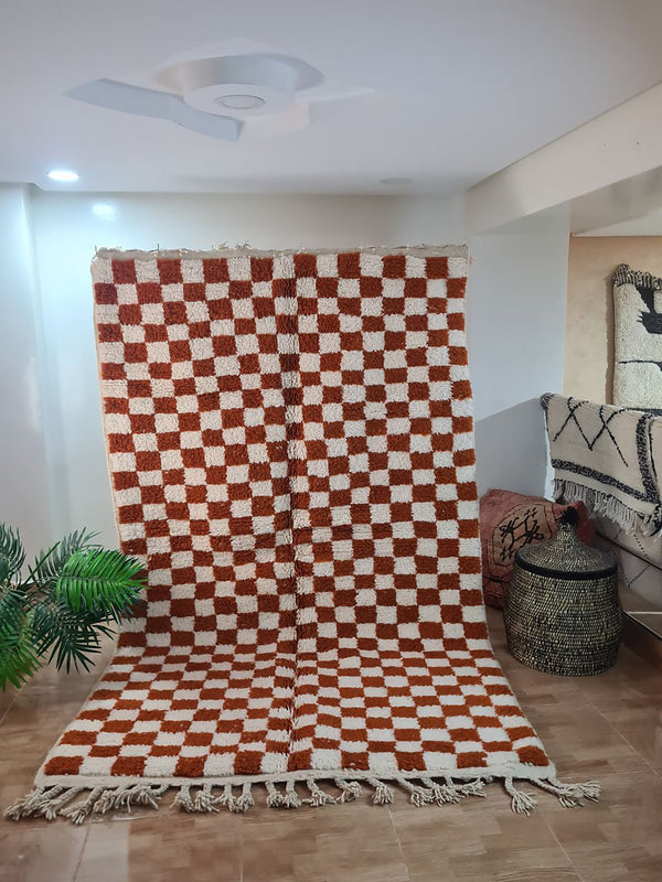 Checkered, Handmade Rug , 5x8ft Moroccan Rug, 5x8ft Rug, Beniourain Wool Rug, Geometric Rug, Handwoven Rug, Area Rug,bedroom rug,Azilal rug,Berber Rug