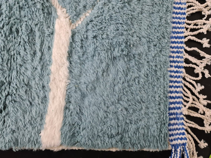 CUSTOM BENIOURIAN RUG, Geometric Rug, Moroccan Handmade Rug, White And Blue Rug, Azilal Rug, Handmade Wool Carpet,Sheep Wool Rug, Berber Rug