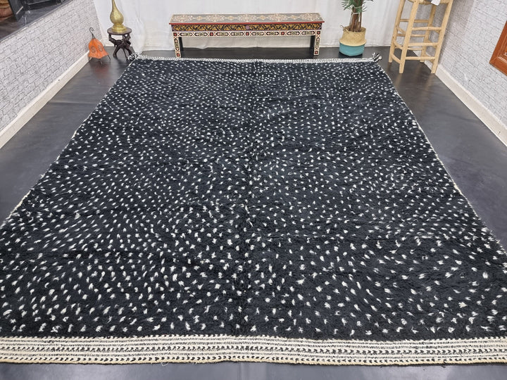 CUSTOM HANDMADE CARPETMoroccan Handmade RugBlack And White RugHandmade Berber RugDotted CarpetAzilal Tribal RugMoroccan Wool Rug.