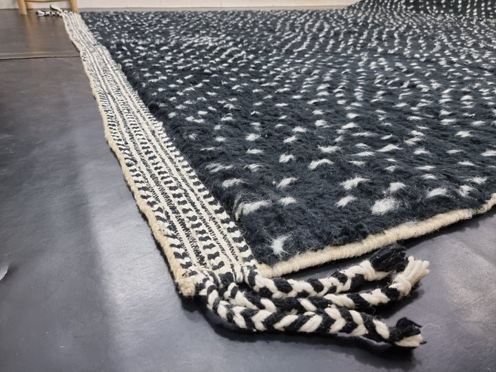 CUSTOM HANDMADE CARPETMoroccan Handmade RugBlack And White RugHandmade Berber RugDotted CarpetAzilal Tribal RugMoroccan Wool Rug.