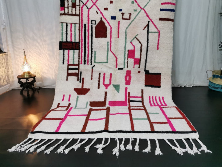 Fabulous Azilal Rug, Handmade Moroccan Carpet, Berber Handwoven Rug, Tribale Wool Rug, Pink Geometric Rug, Tapis Marocain, Teppich marokko