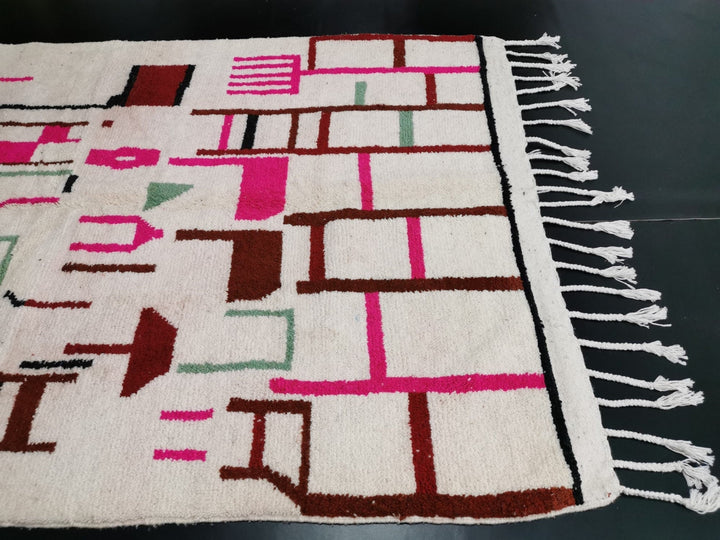 Fabulous Azilal Rug, Handmade Moroccan Carpet, Berber Handwoven Rug, Tribale Wool Rug, Pink Geometric Rug, Tapis Marocain, Teppich marokko