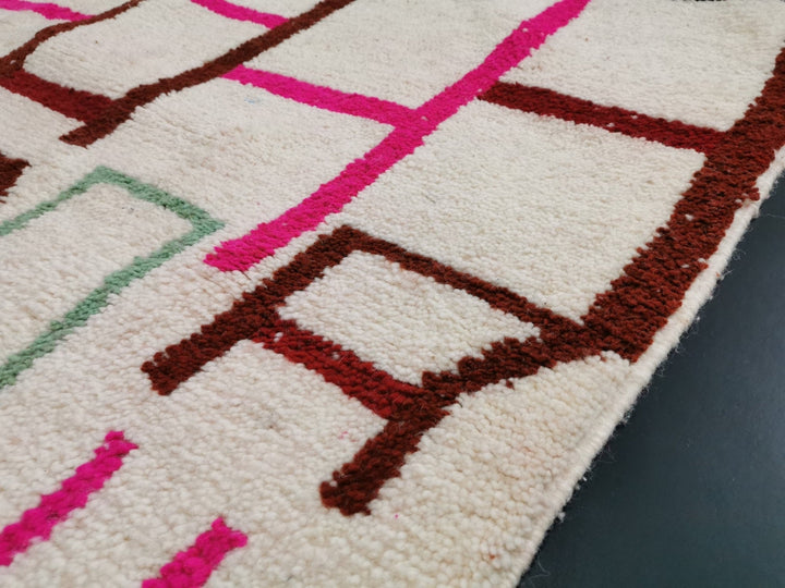 Fabulous Azilal Rug, Handmade Moroccan Carpet, Berber Handwoven Rug, Tribale Wool Rug, Pink Geometric Rug, Tapis Marocain, Teppich marokko