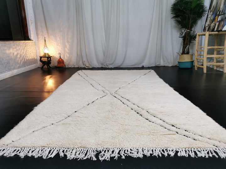 Fabulous Azilal Rug Handmade Moroccan Carpet Berber Handwoven Rug Tribale Wool Rug White Abstract Rug Tapis Marocain Teppich marokko