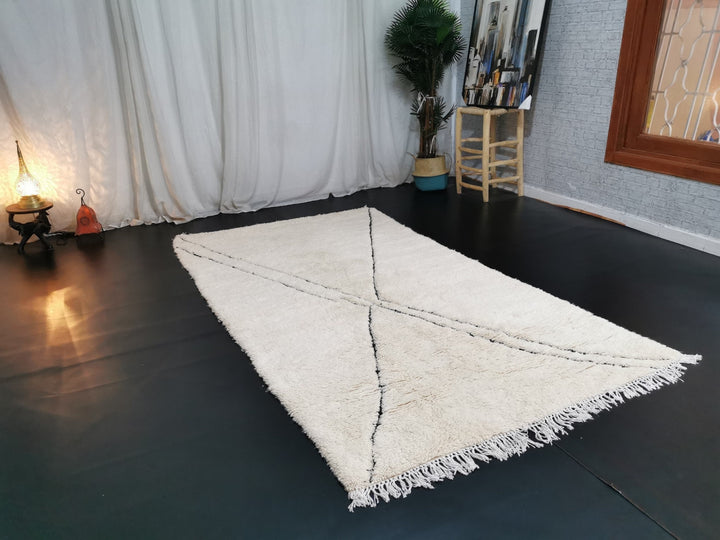 Fabulous Azilal Rug Handmade Moroccan Carpet Berber Handwoven Rug Tribale Wool Rug White Abstract Rug Tapis Marocain Teppich marokko