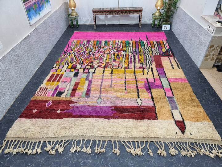 Fabulous Handmade Rug, Moroccan Boujad Rug, Tribal Boujaad Carpet, Handmade Wool Rug, Pink Moroccan Rug, Handmade Berber Carpet, Azilal Rug.