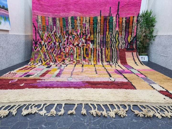 Fabulous Handmade Rug, Moroccan Boujad Rug, Tribal Boujaad Carpet, Handmade Wool Rug, Pink Moroccan Rug, Handmade Berber Carpet, Azilal Rug.