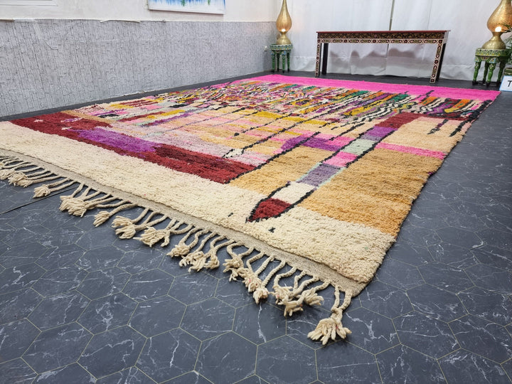 Fabulous Handmade Rug, Moroccan Boujad Rug, Tribal Boujaad Carpet, Handmade Wool Rug, Pink Moroccan Rug, Handmade Berber Carpet, Azilal Rug.