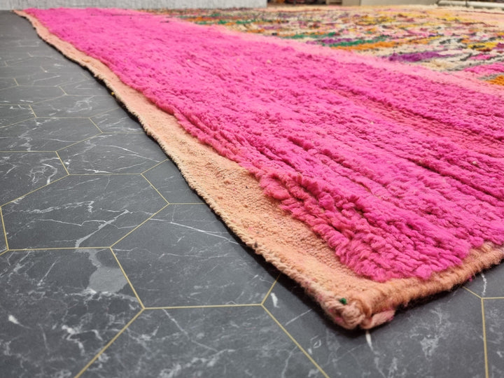 Fabulous Handmade Rug, Moroccan Boujad Rug, Tribal Boujaad Carpet, Handmade Wool Rug, Pink Moroccan Rug, Handmade Berber Carpet, Azilal Rug.