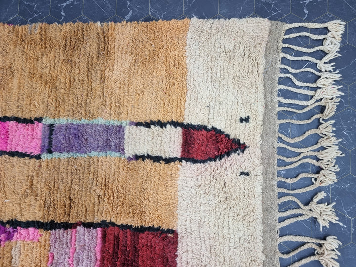 Fabulous Handmade Rug, Moroccan Boujad Rug, Tribal Boujaad Carpet, Handmade Wool Rug, Pink Moroccan Rug, Handmade Berber Carpet, Azilal Rug.