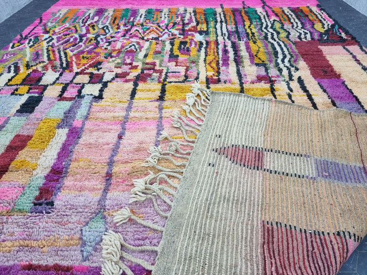 Fabulous Handmade Rug, Moroccan Boujad Rug, Tribal Boujaad Carpet, Handmade Wool Rug, Pink Moroccan Rug, Handmade Berber Carpet, Azilal Rug.