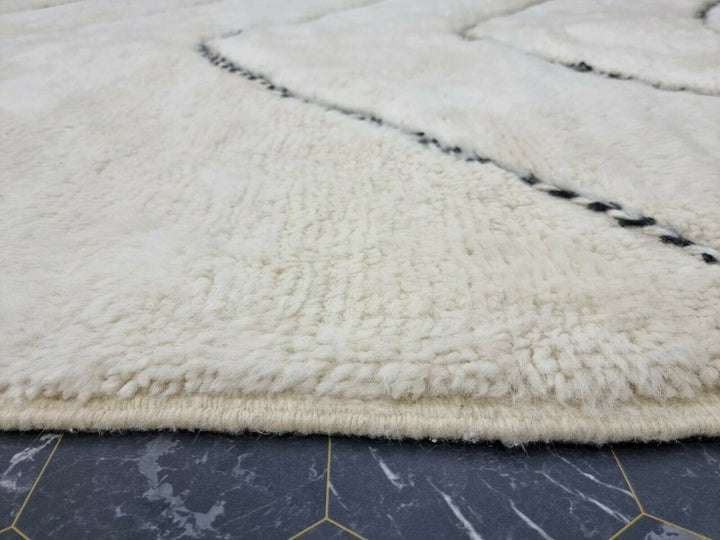 GORGEOUS BENIOURAIN CARPET, Moroccan Handmade Rug, White And Black Rug, Striped Rug, Handmade Wool Carpet, Azilal Berber Rug, Handwoven Rug