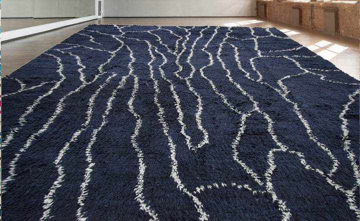 Beni ourain rug, Blue navy Moroccan rug, Berber carpet, Genuine Wool rug, Handmade rug, Beni ourain style, Area rug, Tapis berbere, Teppich