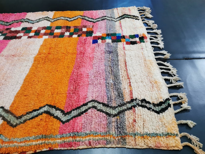 sheep wool rug, moroccan rug area, tribal symbols carpet,  wool rug, boujaad wool, striped pink rug, berber wool carpet, bohemian rug