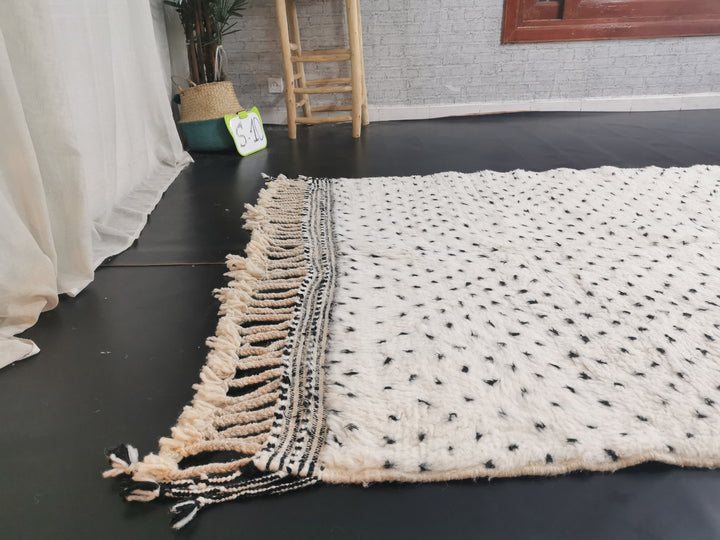 Beniourain Dotted Rug  Tribal Area Rug  Woven Rug  Beni Ourain Rug  Wool Area Rug  Living Room Decor  White Carpet.