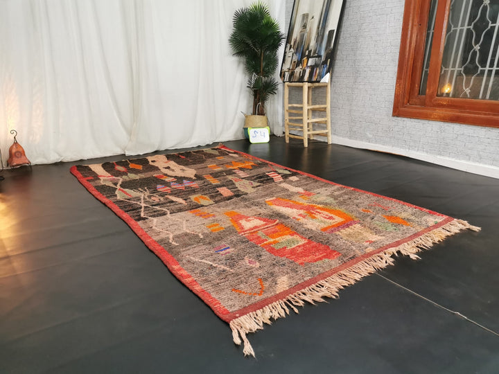 sheep wool rug moroccan rug area tribal wool carpet wool rug boujaad wool abstract rugblack  faded red carpet bohemian rug