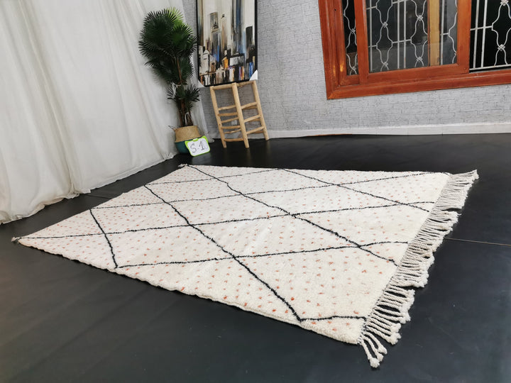 MRIRT DOTTED RUG Berber Moroccan Rug  Sheep Wool Rug  Wool Area Rug  White Geometric Rug  Morocco Beber Rug Area Rug  Handmade Rug