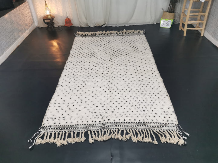 Beniourain Dotted Rug  Tribal Area Rug  Woven Rug  Beni Ourain Rug  Wool Area Rug  Living Room Decor  White Carpet.