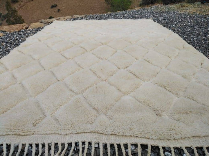 Made to order Moroccan rug, Beni Mrirt rug, Highquality carpet, Handmade furniture, Lu home decor, White Beni ourain rug, Solid rug