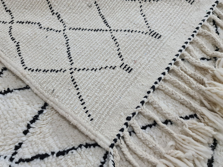 Fabulous Beni Ourain Rug, Moroccan Handmade Rug, Tribal Wool Carpet, Wool Rug, Beniourain Geometric Rug, White  Black Carpet, Bohemian Rug