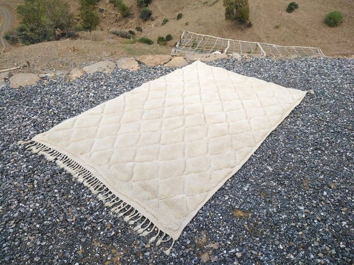 Made to order Moroccan rug, Beni Mrirt rug, Highquality carpet, Handmade furniture, Lu home decor, White Beni ourain rug, Solid rug