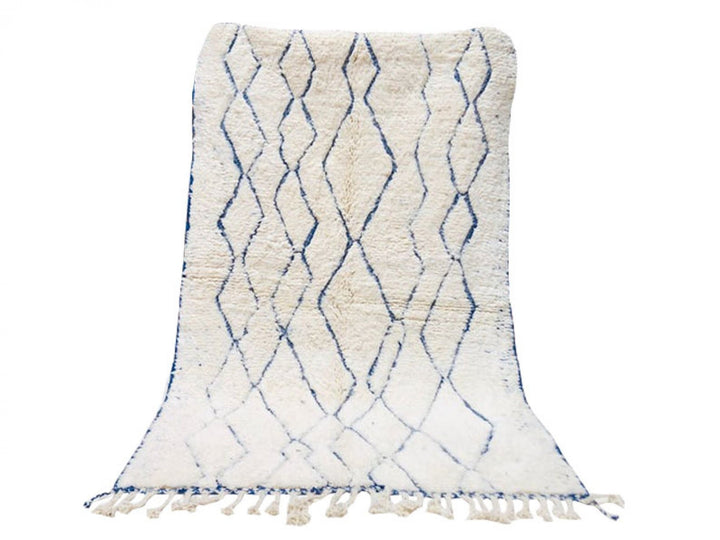 Soft moroccan rug  ourain rug, woolen beniourain, beni rug, shag rug, beni ourain carpet, blue and white rug