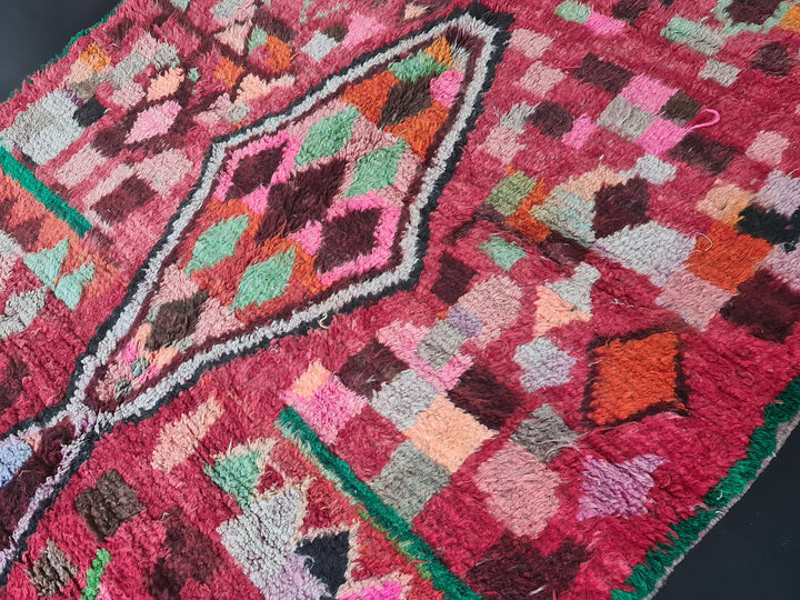 artistic moroccan rug, moroccan boujaad rug, red rug, authentic moroccan wool, abstract  rug, berber carpet, tapis marocain