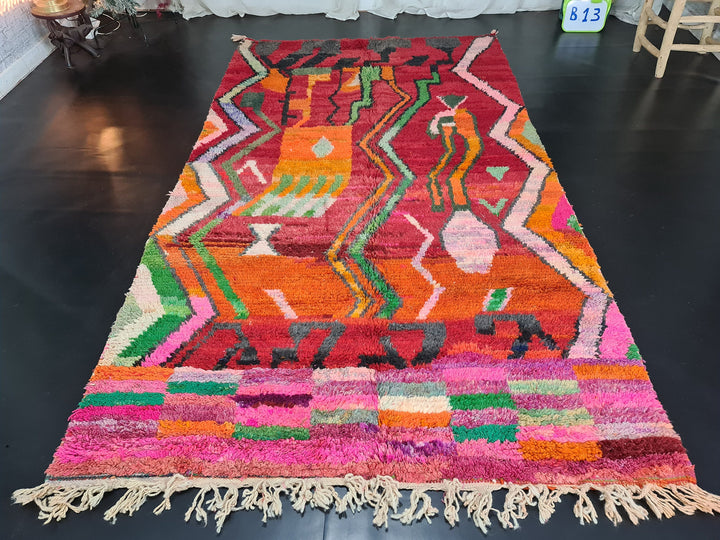 boujaad handmade rug moroccan rug area   wool rug boujaad wool abstract multicolored rug berber wool carpet bohemian rug